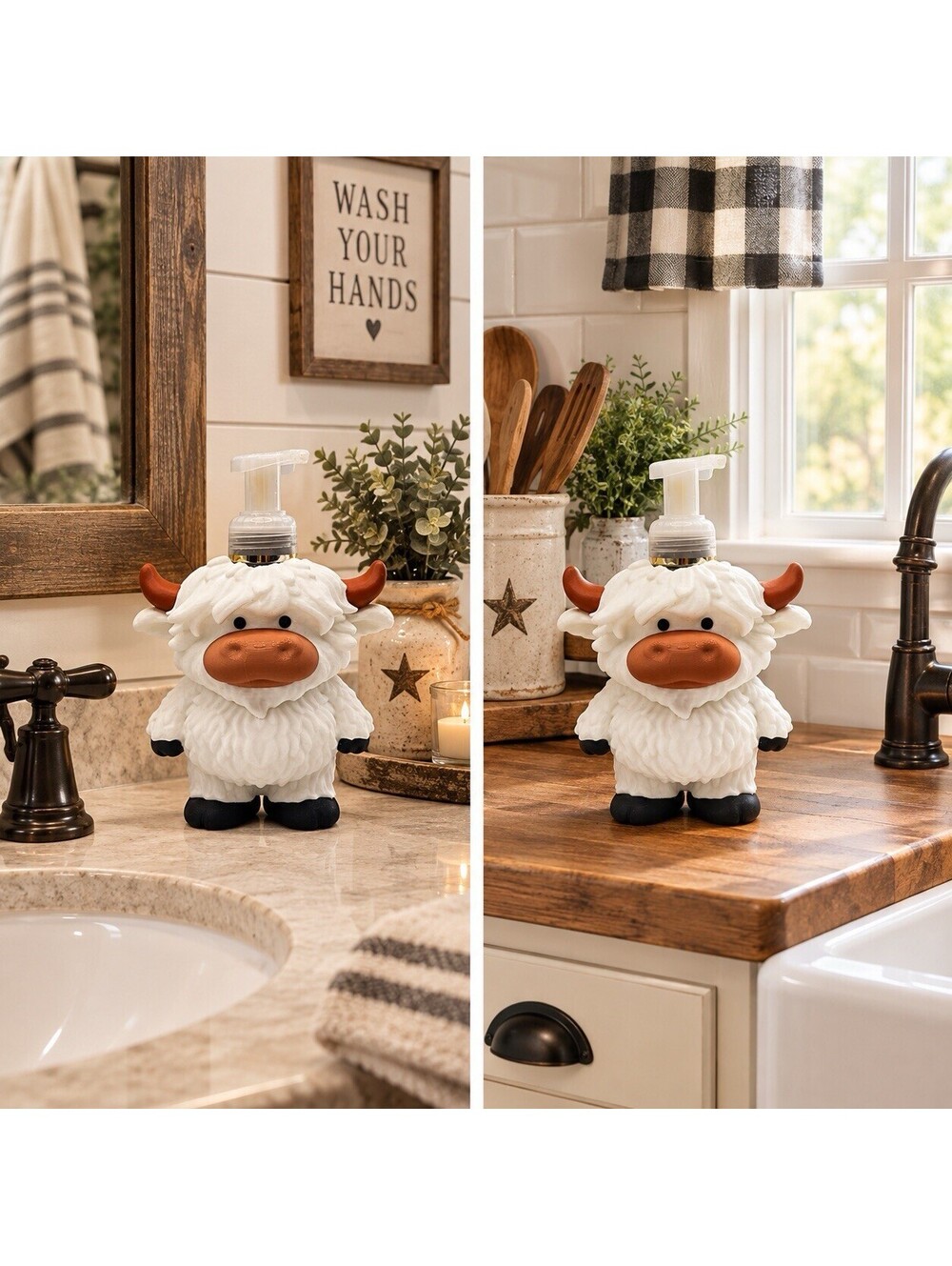 Highland Cow BBW Soap Dispenser For Bathrooms Or Kitchens.